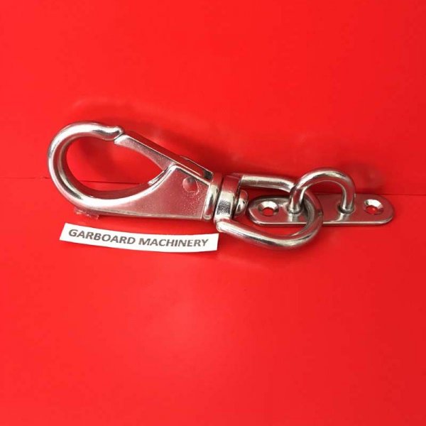 STAINLESS STEEL SWIVEL EYE SPRING SNAP HOOK WITH LONG EYE PLATE 