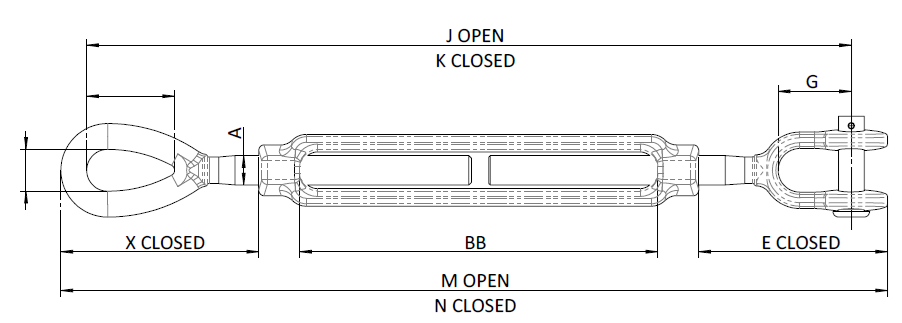 US TYPE DROP FORGED TURNBUCKLE JAW EYE